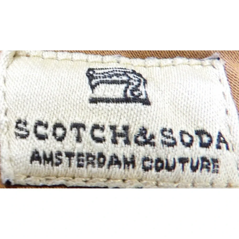 Scotch & Soda Mott Chino Pants Men 32x32 Cotton Stretch Slim Brown Khaki Trouser